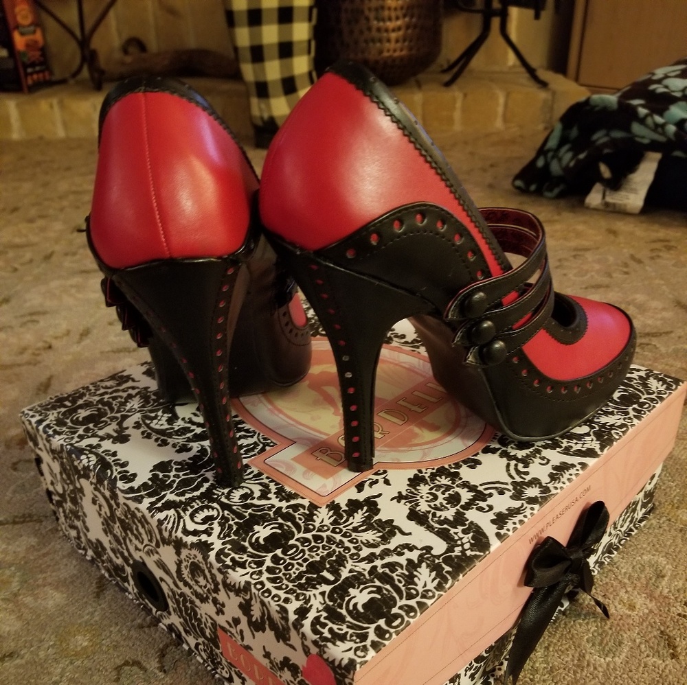 Bordello red and black Mary Jane's